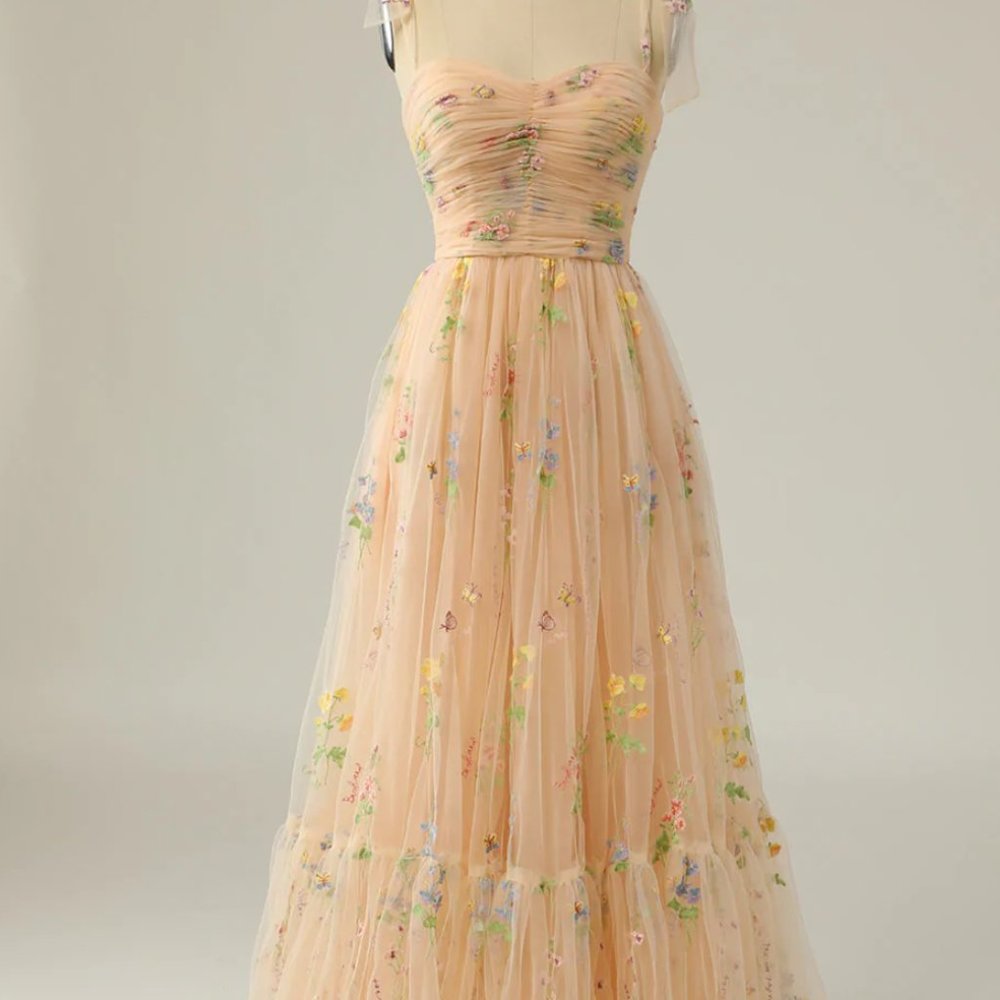 Champagne Embroidered Dress Size 18